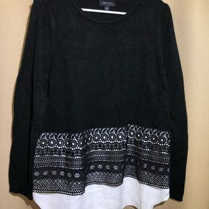 Women’s XL Black and White Layered Look Sweater